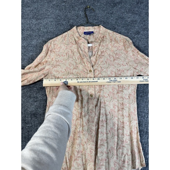 Pendleton Women's Paisley 100% Rayon Button-Up Blouse Beige Pink Long Sleeve XS - Picture 8 of 8